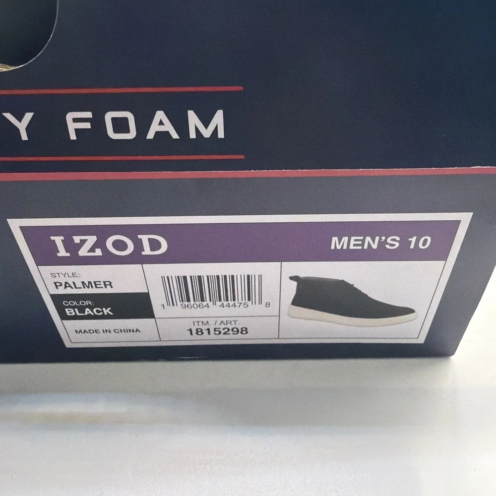 Izod Palmer‎ Chukka Boots Men's Black Faux Leather Memory Foam Lace Up Size 8